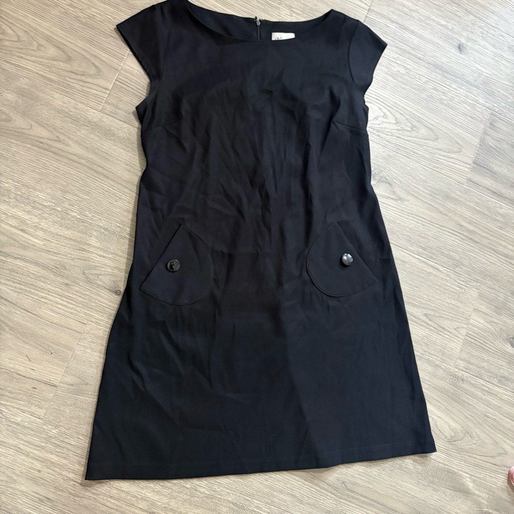 K Studio Black Dress Pockets LBD Cap Sleeves Career Party Work Women's Sz 14 - Picture 4 of 7
